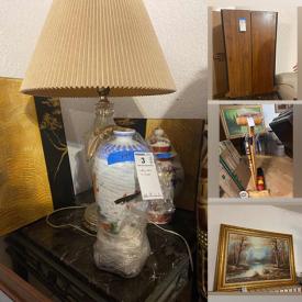 MaxSold Auction: This online auction features various items such as a croquet set, fisher speaker, wall art, oil paintings, drum, speakers, trophies, plates, bowls, framed photographs, vases, oil on canvas and more!