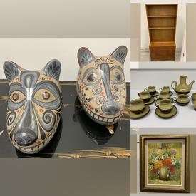 MaxSold Auction: This online auction features original paintings, vintage Mexican folk art, furniture such as vintage MCM teak wall unit, antique wood stand, side tables and vintage rocking chair, stained glass, vintage lamps, glassware and much more!