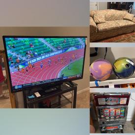 MaxSold Auction: This online auction features 50” Philips TV, silverplate, sterling silver, framed wall art, furniture such as loveseat, end tables, sofa, and shop table, bowling balls, power tools, yard tools, small kitchen appliances, books and much more!