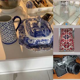 MaxSold Auction: This online auction features tabletop, games, trays, umbrellas, camera, binoculars, silver pieces, glassware, kitchen utensils, towels, suitcase, wall art, pillows, rugs, tables cloths, mirrors, bed frames, dresser, assorted ties, flatware and much more!