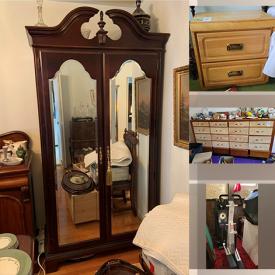 MaxSold Auction: This online auction features various items such as cabinets, mirrors, tables, chairs, bench, sofa, shelves, recliner, stools, speakers, prints, freezer, ladder, tv, chest, bed frame, garden furniture, planters, wagon, exercise machine, bunkbed frames and much more.