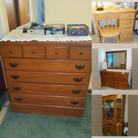 MaxSold Auction: This online auction features Drawer Safe, Office Supplies, Harmony House Dresser, Lamp, Wall Art, Hamper, Tote, Bed, Pillows, Bed Frame, Stained Glass, Baskets, Nightstand, mirror, TV, Organizer, Light, Alarm Clock, Crystal Stemware, Tray and much more!