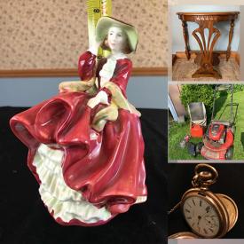 MaxSold Auction: This online auction includes Royal Doulton, silver plate, 925 silver jewelry, Panasonic TV, furniture such as half moon table, Ethan Allen dining set, swivel tub chair and pine dresser, glassware, Noritake dishware, small kitchen appliances, books, lawn care, Napoleon BBQ, Toro mower and more!