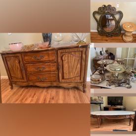 MaxSold Auction: This online auction features wall decors, vases, vintage glass, tables, chairs, rug, crystalware, china cabinet, vintage clock, home decors, mirror, TV, Silverware, Lamps, rug, pillows, books, kitchen items, plant stand, curtains, purses and much more!