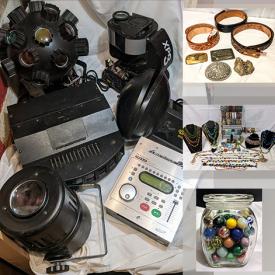 MaxSold Auction: This online auction features DJ lighting equipment, semi-precious stone jewelry, sterling silver, vintage decanters, vintage marbles, pottery, handbags and much more!