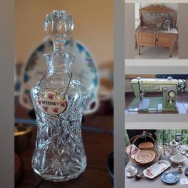 MaxSold Auction: This online auction features a Cherrywood dining room table & chairs, vintage vanity, entertainment center, English china, Waterford decanter, sewing machine, gardening supplies and much more!