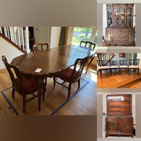 MaxSold Auction: This online auction features dining table, chairs, mahogany chest, dresser, lamps, boombox, sewing machine, love seat and much more!