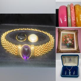 MaxSold Auction: This online auction features costume jewelry, pewter brooch, watches, jewelry box, belt buckles, carnival glass, DVDs, buttons, toys, stemware, Ben Babelswsky prints, sterling silver jewelry, craft jewelry, pen & pencil sets, table linens, vintage pillboxes and much more!