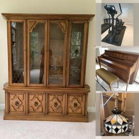 MaxSold Auction: This online auction features a dresser and mirror, buffet, sectional sofa, patio set, kitchenware, Asian art, treadmill, pool table, ping pong table, hammock, yoga equipment and much more!