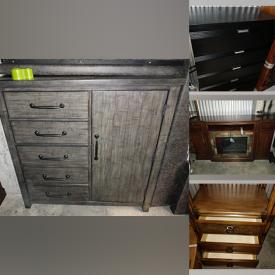 MaxSold Auction: This online auction features dressers, wood cabinet/faux fireplace, glass top table, doghouse, TVs, platform beds, and more!!