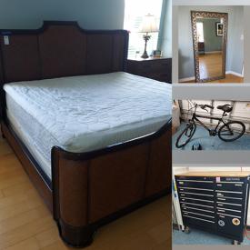 MaxSold Auction: This online auction features Bicycles, landscaping tools, Buddha statue, metal wall art and bedding along with curtains. Includes wall mirror, cleaning supplies, office chair, margarita glasses and flatware. Includes chargers, craftsman tool chest, live plants, console table and much more!