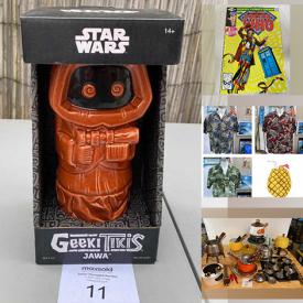 MaxSold Auction: This online auction features household sundries such as knives, knife block and French fry cutter. Includes sandbox, flat-screen TV, collectible statuettes, glow-in-the-dark glue, Star Wars tauntaun collectibles mugs, books and comic books, Includes Star Wars figurines, barbie dolls, mugs, barware, small appliances, vinyl records and toys. Includes beer glasses, cassettes, coke cooler and much more!