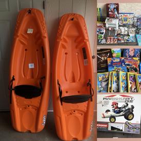 MaxSold Auction: This online auction features kayaks, art supplies, kids books & magazines, toys, Pokemon cards, building toys, stationery, sports equipment, kids train set, printers, jewelry, boy\'s & teen clothing, video game system & games, beauty appliances, and much more!