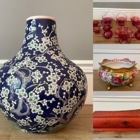 MaxSold Auction: This online auction features Antique Grimwades Poppy Bowl, A Pair of Very Lovely Occupied Japan Miniature Vases, A Cool Vintage Trumpet, Set of 4 Superb Limoges Dinner Plates, A Superb Pair of Large Hand Painted and Signed Vases and much more!