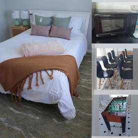 MaxSold Auction: This online auction features Magic chef microwave, dishware, espresso machine, wine goblets, kitchen utensils and flatware. Includes toaster, kitchen table, books, lamps, Vacuum, side tables and ottoman. Also includes Samsung sound bar, pillows, nightstand, bedding, dining room table and chairs, shelving unit, foosball table, desk and much more!