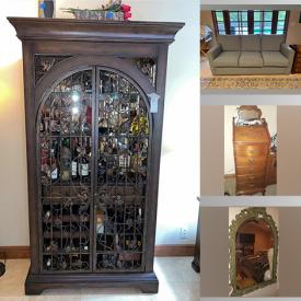 MaxSold Auction: This online auction features Bar Cabinet, Sideboard, Lamps, Tray Tables, Rug, Sleeper Sofa, Wall Art, Lamp, Vase, Metal Art, Clock, Tile Plaques, Glass Pitcher, Teapot and much more!