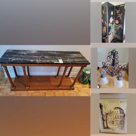 MaxSold Auction: This online auction features furniture such as dressers, occasional tables, sofa, and dining table, home décor such as lighting, seasonal decorations, linens, Wedgwood, and framed art and much more!