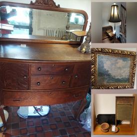 MaxSold Auction: This online auction features items like quilts, deck boxes, patio set, vanity bench, nightstand, armoire, cedar chest, bed frames, artwork, folding chairs, sensor lights, Christmas decors, linens, antique washboard, sofa, lamp and much more!