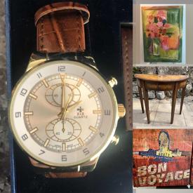 MaxSold Auction: This online auction features an Asian Rosewood table & chairs, Antique chest, chandelier, wine rack, canvas art, Men’s watch, Automatic pet feeder, handmade Mennonite quilt, gas oven and much more!