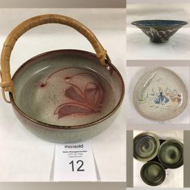 MaxSold Auction: This online auction features ceramics by Gordon Hutchens, Cathi Jefferson, Robin Hopper, Judy Dyelle, Sue Hara, Gary Merkel, Ruth Porter, Judy Cranmer and much more!