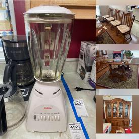 MaxSold Auction: This online auction features as Iron, Cleaning Supplies, Tools, Dinner Supplies, Spice Rack, Condiment Caddy, Corning Ware, Mixing Bowls, Dishes, Cookware, Cleaning Supplies, Blender, Coffee Maker, Area Rug, Runner, Dining Table, Footed Cake Set, China Cabinet, Dinnerware, Lamps and much more!