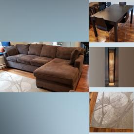 MaxSold Auction: This online auction features items such as Sleeper Sofa, Ottoman, Area Rug, Wooden Hall Bench, Dining Table, Chairs, Serving Tray, Wooden Stools, TV Console, Shooter Glasses, Flask, Wine Carafes and much more!