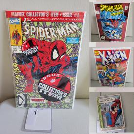 MaxSold Auction: This online auction features a huge collection of Marvel and DC comic books, and Marvel trading cards.