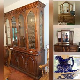 MaxSold Auction: This online auction features a Baldwin Baldwin organ, Broyhill swivel chair, floor and table lamps, vintage Thomas Picconi wooden cabinet, Bluewater Teapots, pitcher, bowel, china hutch, and much more!