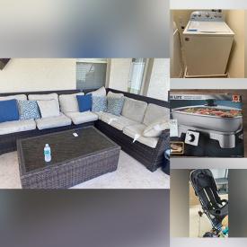 MaxSold Auction: This online auction features a mini-fridge, TVs, sectional sofa, dining table& chairs, desk, king bed frames, washer, dryer, small kitchen appliances, outdoor furniture, men\'s & women\'s shoes, toys, office supplies, and much more!