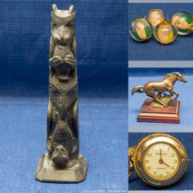 MaxSold Auction: This online auction features vintage Indigenous artwork, antique glass beads, natural red amber, vintage Pyrex, studio pottery, Royal Doulton figurine, Chinese silver pipes, jewelry, Bunnykins, Michael Burke numbered prints, oil paintings, vintage Avon bottles and much more!