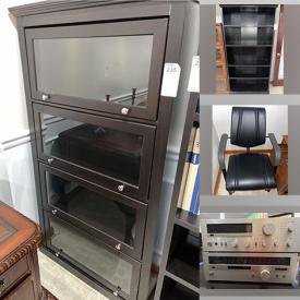 MaxSold Auction: This online auction features items such as Barrister Bookcase, Bookshelf, Table Desk, Candle Sticks, Platters, Desk Chair, File Cabinet, Receiver, Cd Player, Electronics, Microphone, Tuner, Amplifier, Boom box and much more!