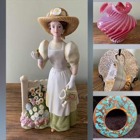 MaxSold Auction: This online auction features Mrs. Albee figurines, pinwheel crystal, Jeanette glass, Fenton glass, Jasperware, milk glass, art glass, teapots, studio pottery, vintage Pyrex, beer stein, cranberry glass, carnival glass, teacup/saucer sets, decanter sets, new Avon jewelry, vintage jewelry, vintage cookie jar, watches and much more!!