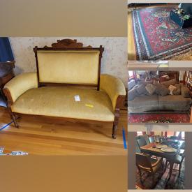 MaxSold Auction: This online auction features Bookshelf, Books, Sewing Machine Stand, Chest, Table, Chair, Speakers, Movie Projector, Films, Art, Clock, Books, Figurines, Glassware, Sports Cards, Binoculars, Clock, Vases, Settee, Chair, Lamp, TV, Rugs, Sofa, Books and much more!