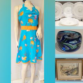MaxSold Auction: This online auction features framed wall art, fine china, vintage porcelain, vintage lamps, Arcopal dishware, Murano glass, CDs, handbags, storage bins and much more!