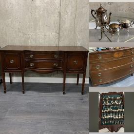 MaxSold Auction: This online auction features items such as Buffet, Forks Collection, Table Lamp, Inlaid Chest, Armchair, Candle Holder, China, Oriental Porcelain Teapots, Vintage Prints, Wall Art, Vintage Wash Set, Porcelain Clock, Vintage Perfume Bottle, Vintage Trays and much more!