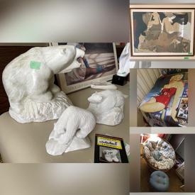 MaxSold Auction: This online auction features a bamboo sofa, dresser, coffee table, game collection, pottery, turntable, clock & mirror, lamps, Monet print, camera, projection screen, paint supplies, weed trimmer, saw, garden tools and much more!