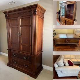 MaxSold Auction: This online auction features end tables, armoire, couch, china cabinet, filing cabinets, nightstand, chairs, fridge and much more!