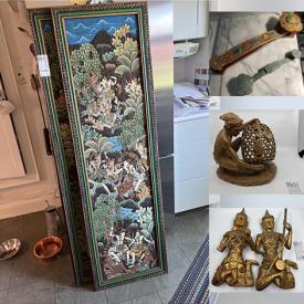 MaxSold Auction: This online auction features costume jewelry, Asian carved screen, vintage wall art, Indonesian screens, Royal Doulton figurines, vintage carved jade fruit, jade stone trees, antique amoire, Thai musician figures and much more!!