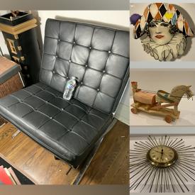 MaxSold Auction: This online auction features silk scarves, vintage Barcelona chair, MCM Chinoiserie dresser, Harlequin plate, original paintings, Indigenous art, vintage lighting, art pottery, art books, MCM bubble dishes, fabric books and much more!!