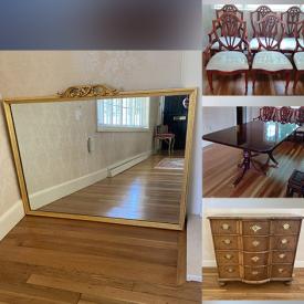 MaxSold Auction: This online auction features items such as a  Stool, Wall Shelf, Magazine Rack, Mirror, Demi-lune Table, Dining Chairs, Table, Lobster Purse, Drop Leaf Side Table, and Dresser, Glassware, Rug, Runner Carpet, Bed Frame, Magazine Holder and much more!