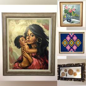 MaxSold Auction: This online auction features Oil Paintings, Vintage Hammered copper relief art, Psychedelic Wall Art, Print Miniature, Brutalist Candle Wall Sconces, Brutalist Mirror Brown Gold and much more!