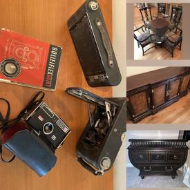 MaxSold Auction: This online auction features items such as Dining Furniture, Dining Room Credenza, Entry Table, Storage Bins, Hanging Picture, Side Table, Bedroom Furniture, Glass Top Desk, Meat/Food Slicer, Crystal Stemware, Coin Table, Leather Couch, Chairs, Ottoman and much more!