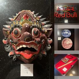 MaxSold Auction: This online auction features wooden masks & statues, Japanese tea set, Neon light, vintage jewelry, TV, printers, computer accessories, antique sewing machine, table-top pool table, decanters, watches, pet products, costume jewelry and much more!