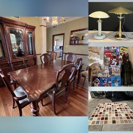 MaxSold Auction: This online auction features dining set, house flags, table lamps, area rug, office chair and more!