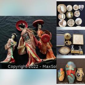 MaxSold Auction: This online auction features collection of porcelain plates, vintage tea cups, Blue Delft items, other porcelain items like cups and saucers, boxes figurine, bookends, Asian dolls, boxes, vases, cream and sugar and other wooden boxes, brass candle holders and much more!