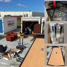 MaxSold Auction: This online auction features contents of a storage pod includes chairs, conference table, refrigerator, mini-fridge, modular office furniture, cabling and much more!