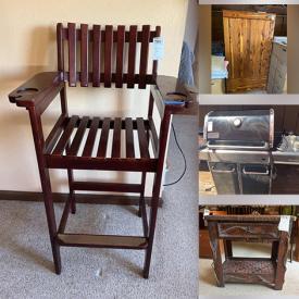 MaxSold Auction: This online auction features a Weber grill, fishing supplies, grinder, handsaw and other tools, branch cutters, propane heater, tools, kitchenware, vintage sewing machine in table, CDs, keyboard, furniture such as end tables, patio set, bookcases, cedar wardrobe and more!