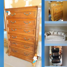 MaxSold Auction: This online auction features items such as Chairs, Table, Deck Box, Watering Can,  Dresser, Chairs, Recliner, Ottoman, Sports Rack, Golf Balls, Golf Caddies, Floor Lamp, End Table, Camera Bag, Candle, CDs, Rack, Electrics, Shelf, Rocking Chair, Décor and much more!