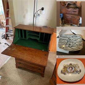 MaxSold Auction: This online auction features secretary table, antique bedroom armoire, sewing table, collector plate, ashtray collection and much more!