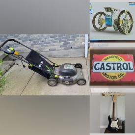 MaxSold Auction: This online auction features guitar & amp, NIB small kitchen appliances, lawn mower, yard tools, golf clubs, hand tools, games, puzzles, vintage toys, portable AC, vinyl records, DVDs, sports trading cards and much more!